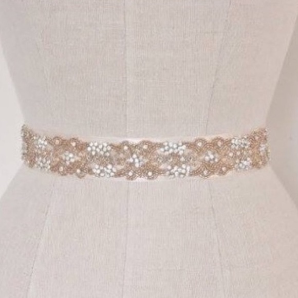 Rose gold beaded bridal sash